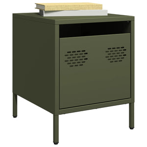 Olivgrüner Nachttisch Stahl 35x39x43,5 cm