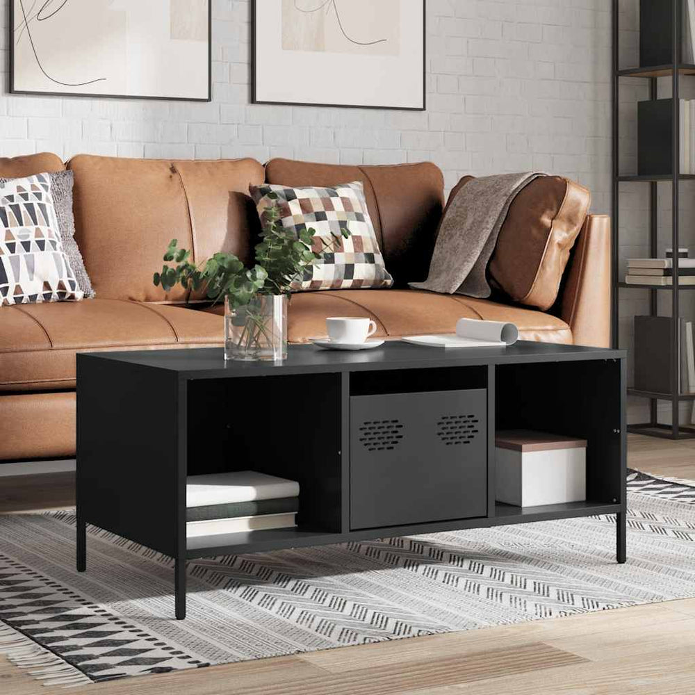 Schwarzer Couchtisch aus Stahl 101,5 cm