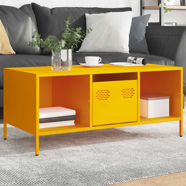 Senfgelber Couchtisch aus Stahl