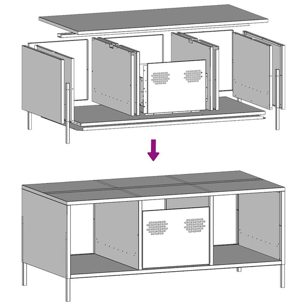 Weißer Couchtisch aus Stahl 101,5 cm