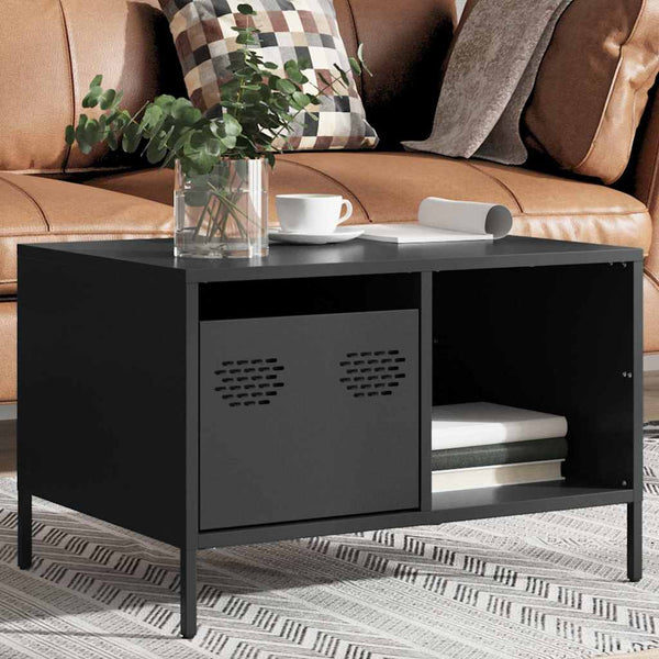 Schwarzer Couchtisch aus Stahl 68,5x50 cm