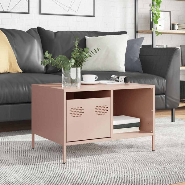 Rosa Couchtisch aus Stahl, 68,5 cm