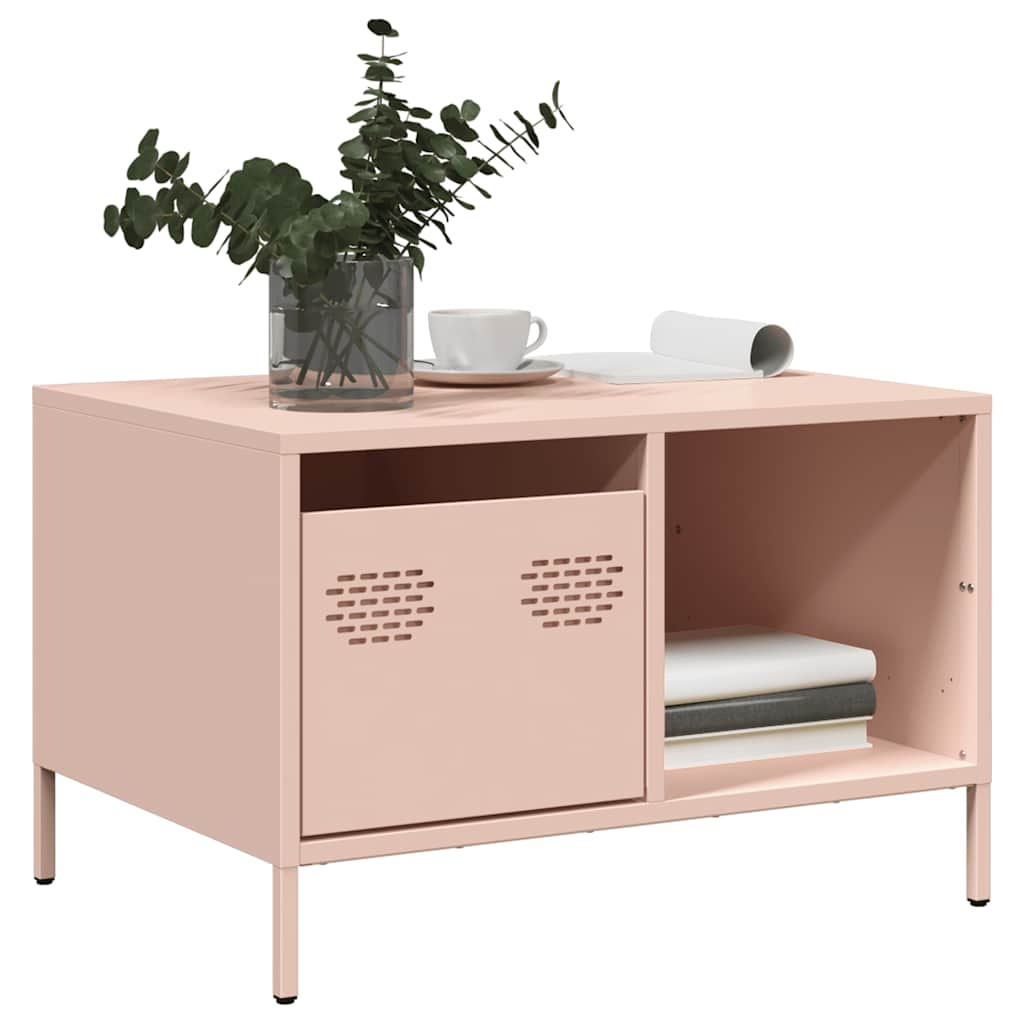 Rosa Couchtisch aus Stahl, 68,5 cm