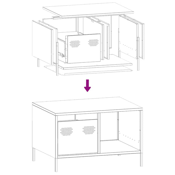 Anthrazit Couchtisch aus kaltgewalztem Stahl