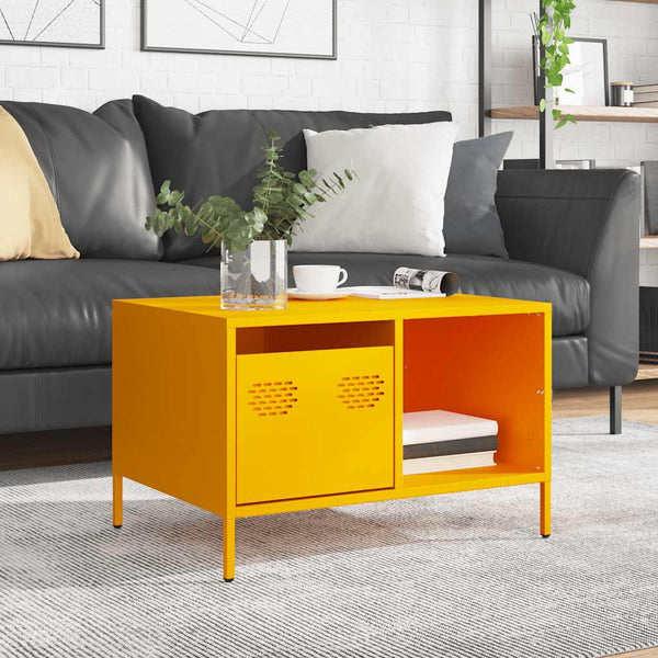 Senfgelber Couchtisch aus Stahl