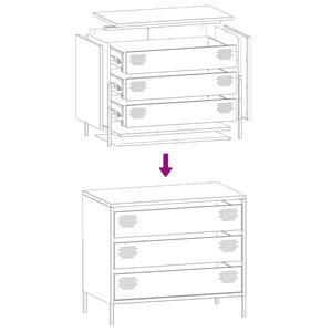 Anthrazit Sideboard, 68 cm Stahl