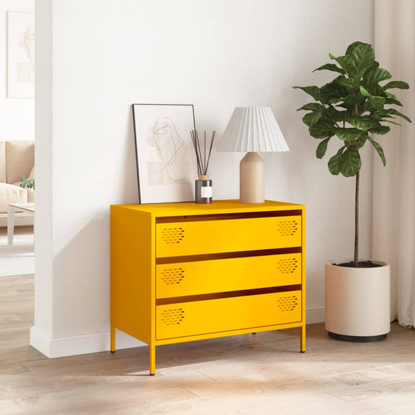 Senfgelbes Sideboard, 68 cm, Stahl