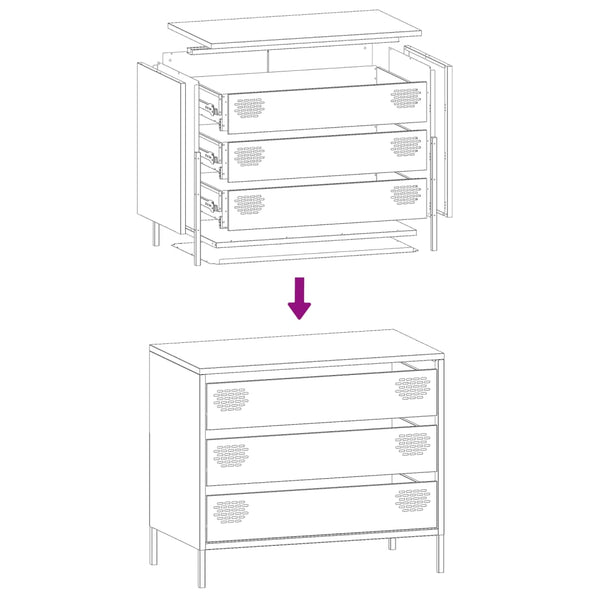 Senfgelbes Sideboard, 68 cm, Stahl