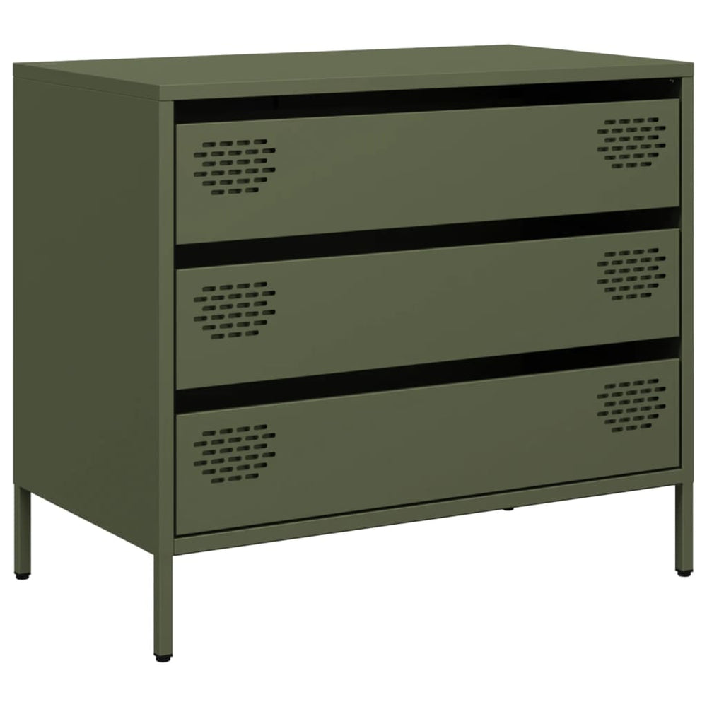 Olivgrünes Sideboard 68 cm aus Stahl