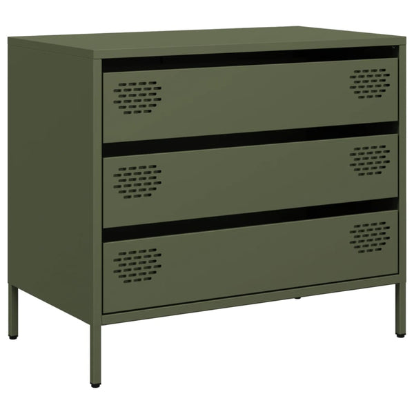 Olivgrünes Sideboard 68 cm aus Stahl
