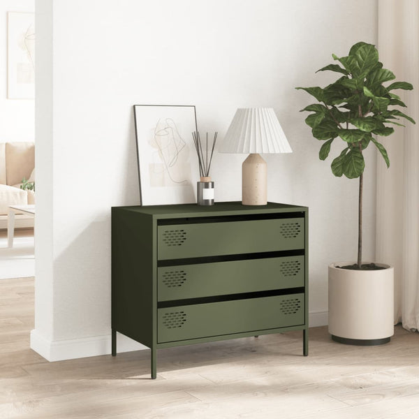 Olivgrünes Sideboard 68 cm aus Stahl