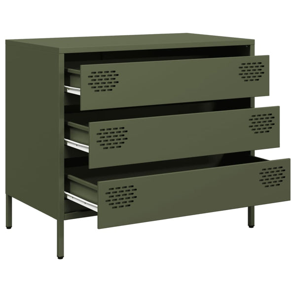 Olivgrünes Sideboard 68 cm aus Stahl