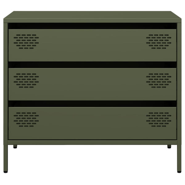 Olivgrünes Sideboard 68 cm aus Stahl