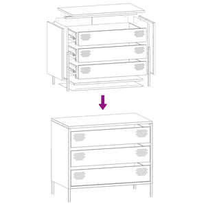 Olivgrünes Sideboard 68 cm aus Stahl