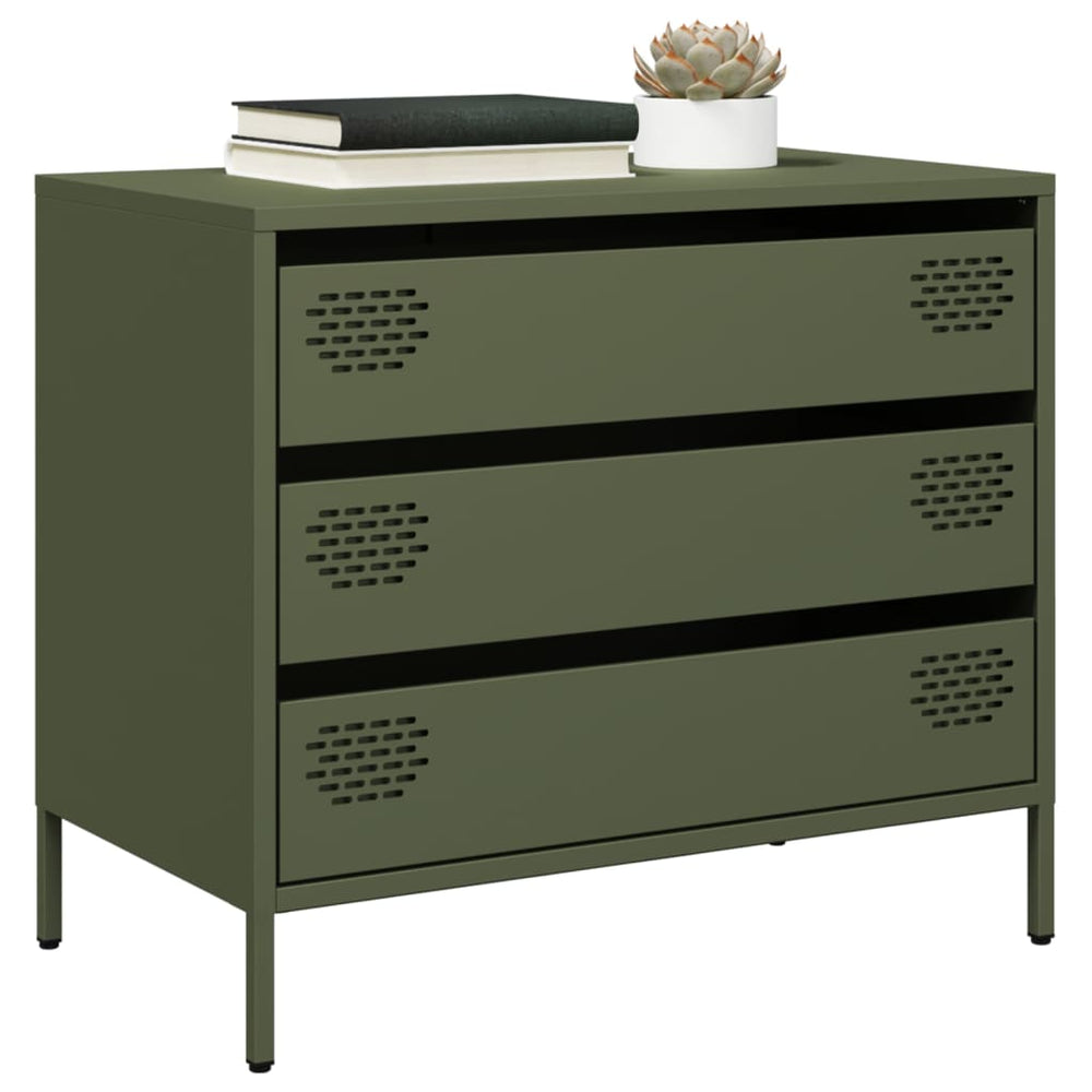 Olivgrünes Sideboard 68 cm aus Stahl