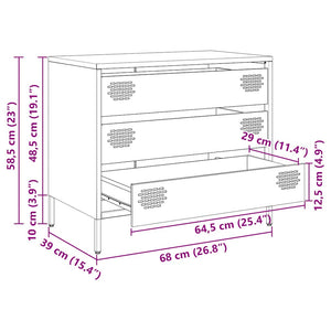 Weißes Sideboard aus Stahl, 68 cm