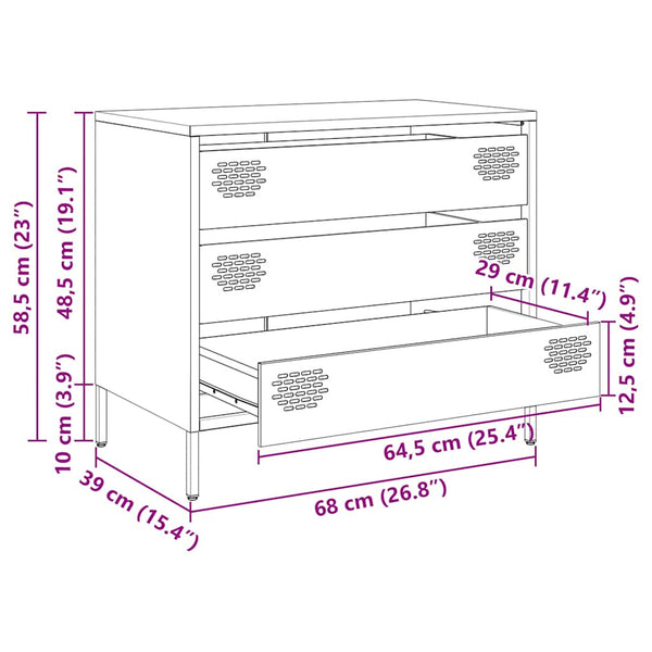 Weißes Sideboard aus Stahl, 68 cm