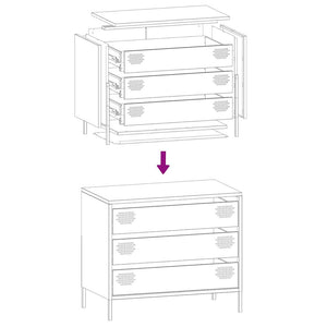Weißes Sideboard aus Stahl, 68 cm