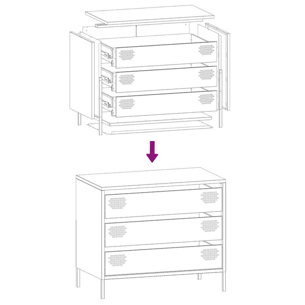 Weißes Sideboard aus Stahl, 68 cm