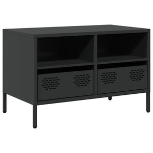 Schwarzer TV-Schrank aus Stahl, 68 cm