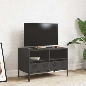 Schwarzer TV-Schrank aus Stahl, 68 cm