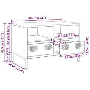 Schwarzer TV-Schrank aus Stahl, 68 cm