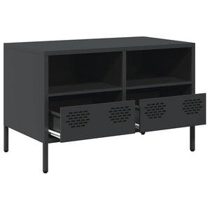 Schwarzer TV-Schrank aus Stahl, 68 cm