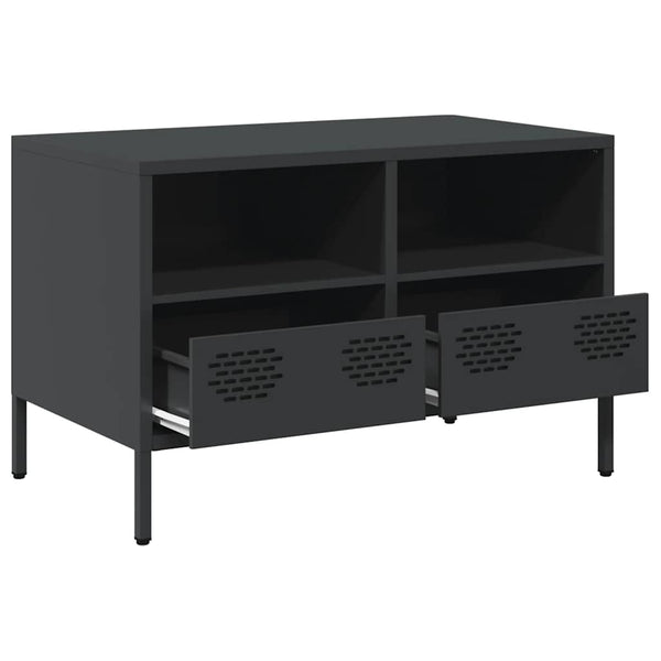 Schwarzer TV-Schrank aus Stahl, 68 cm