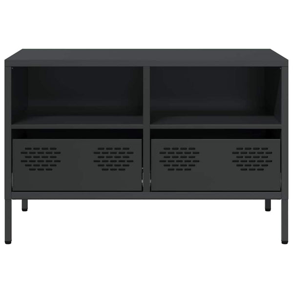 Schwarzer TV-Schrank aus Stahl, 68 cm