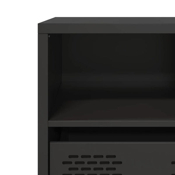 Schwarzer TV-Schrank aus Stahl, 68 cm