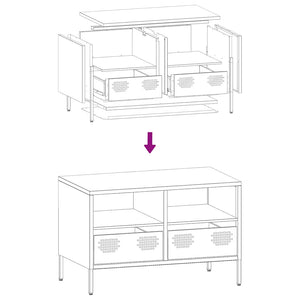 Schwarzer TV-Schrank aus Stahl, 68 cm