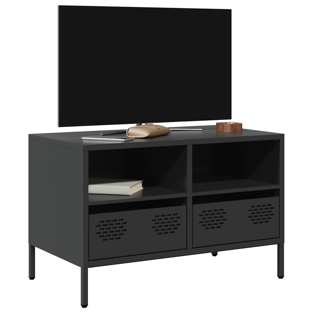 Schwarzer TV-Schrank aus Stahl, 68 cm