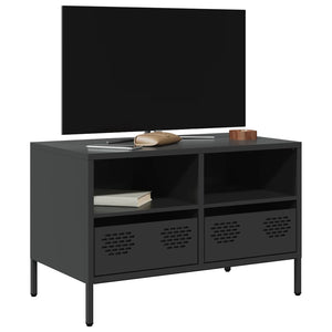 Schwarzer TV-Schrank aus Stahl, 68 cm