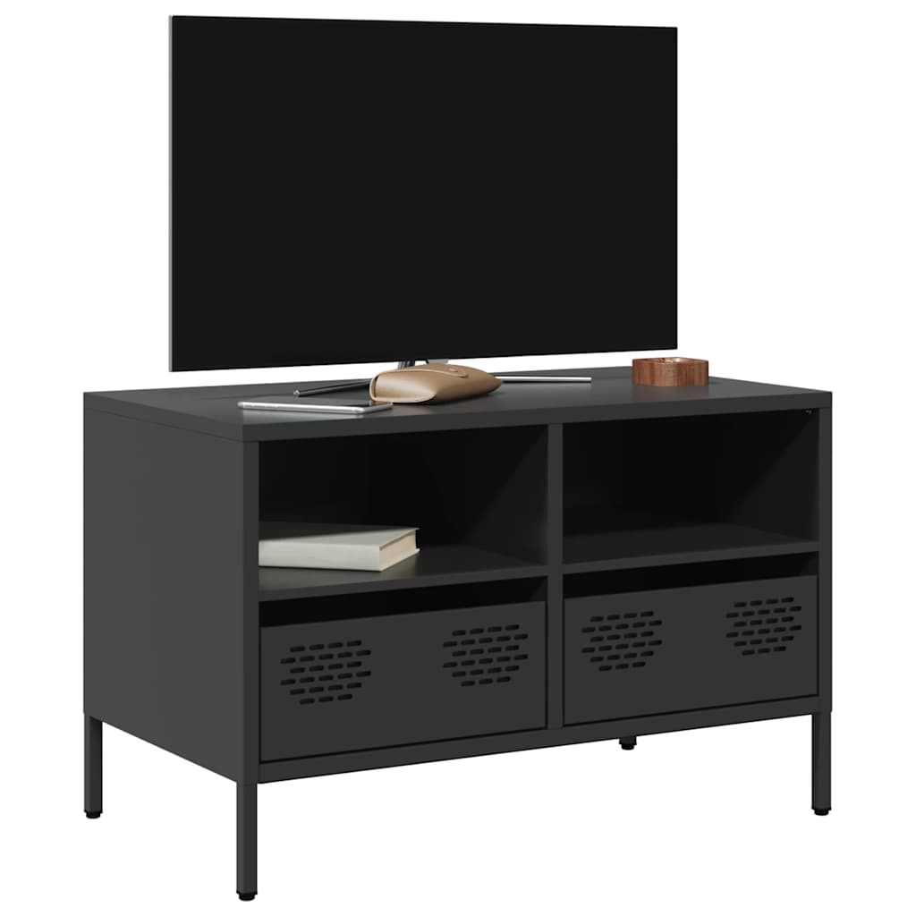 Schwarzer TV-Schrank aus Stahl, 68 cm