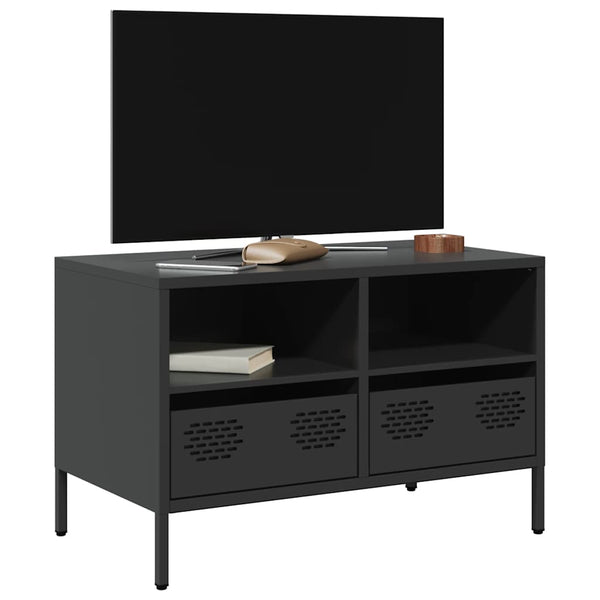 Schwarzer TV-Schrank aus Stahl, 68 cm