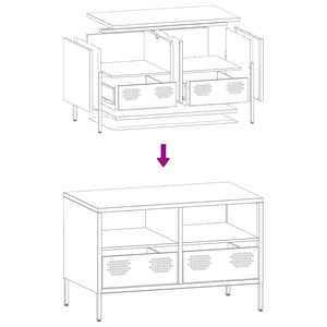 Rosa TV-Schrank aus Stahl, 68 cm