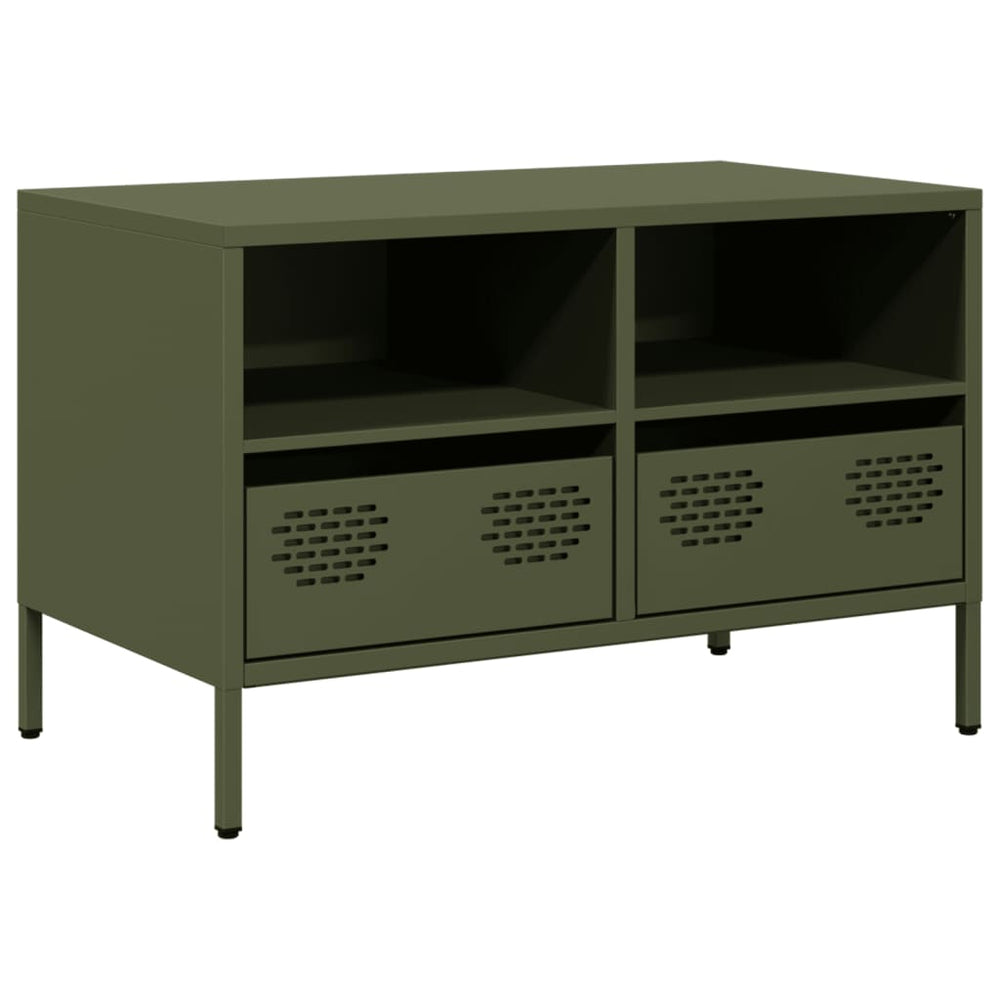Olivgrüner TV-Schrank aus Stahl, 68 cm