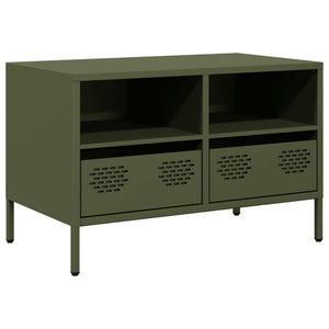 Olivgrüner TV-Schrank aus Stahl, 68 cm