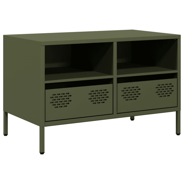 Olivgrüner TV-Schrank aus Stahl, 68 cm
