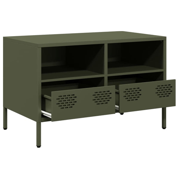 Olivgrüner TV-Schrank aus Stahl, 68 cm