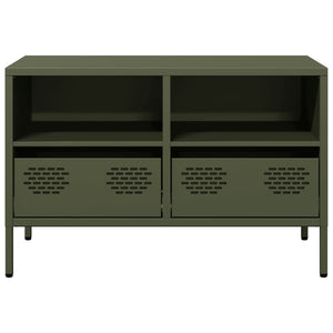 Olivgrüner TV-Schrank aus Stahl, 68 cm