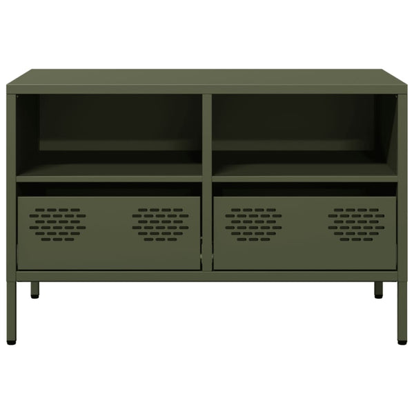 Olivgrüner TV-Schrank aus Stahl, 68 cm