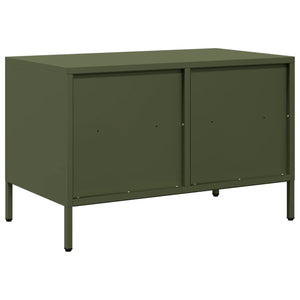 Olivgrüner TV-Schrank aus Stahl, 68 cm