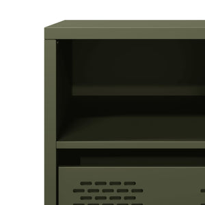 Olivgrüner TV-Schrank aus Stahl, 68 cm