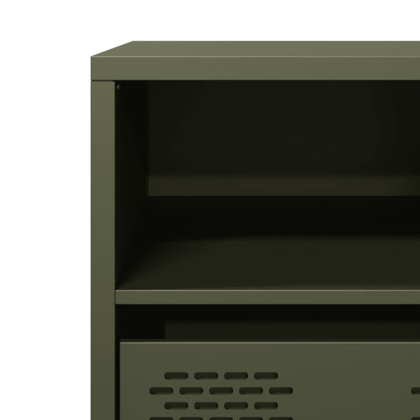 Olivgrüner TV-Schrank aus Stahl, 68 cm