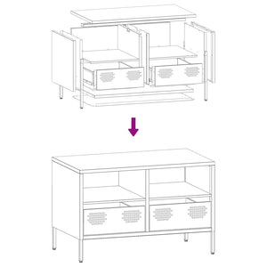 Olivgrüner TV-Schrank aus Stahl, 68 cm