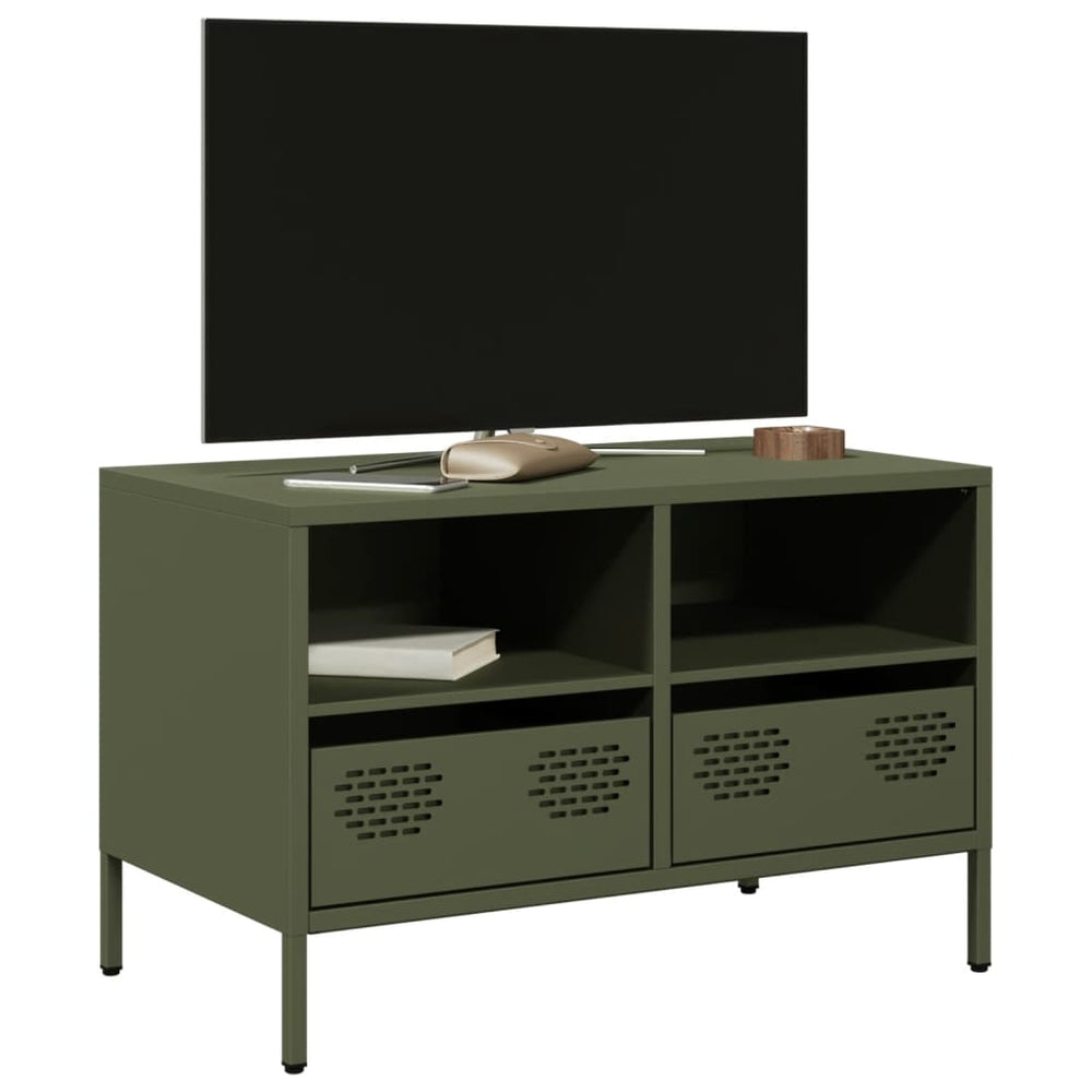 Olivgrüner TV-Schrank aus Stahl, 68 cm