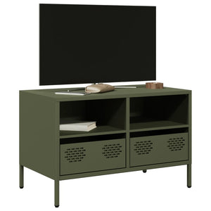 Olivgrüner TV-Schrank aus Stahl, 68 cm