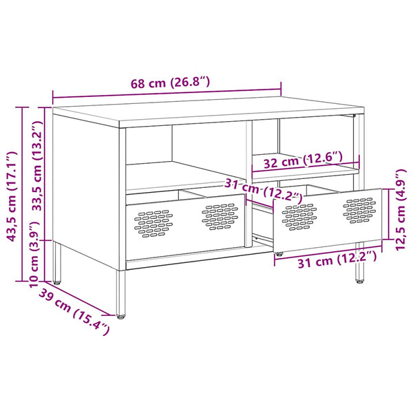 Weißer TV-Schrank aus Stahl, 68 cm