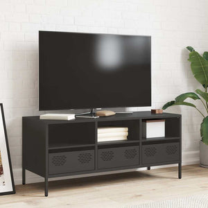 Schwarzer TV-Schrank aus Stahl, 101,5 cm